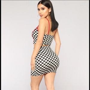 NWOT FASHION NOVA Checkered Skirt Set
